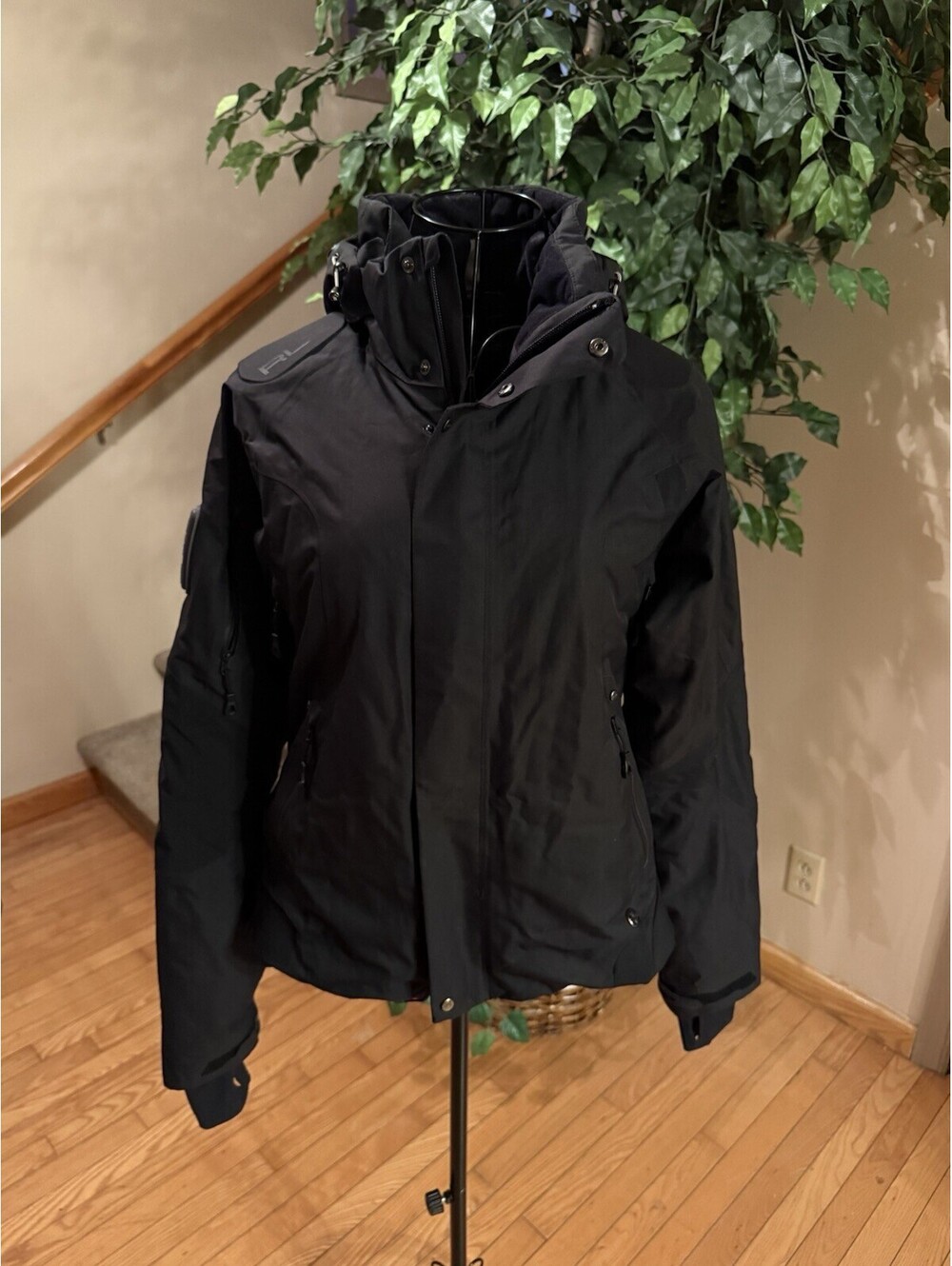 RLX Ralph Lauren Black Jacket Utility Ski Sport Polo RRL Recco Hooded Mens S